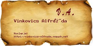 Vinkovics Alfréda névjegykártya